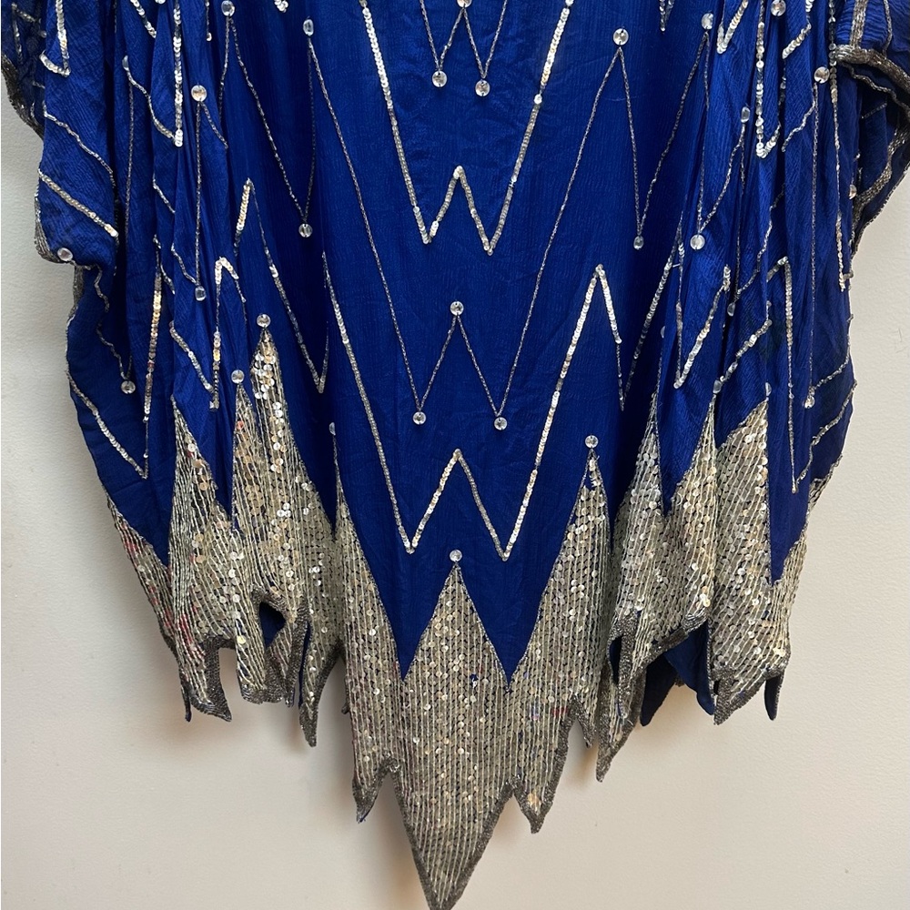 Blue and Silver Women's Dress - Picture 2 of 4